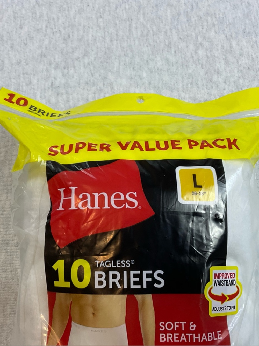 Hanes 10-Pack Tagless White Briefs for Men’s Large 100% cotton Full rise Soft - Picture 4 of 10